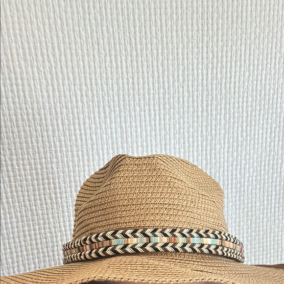 Lulla Collection Stylish Tan Woven Hat with Patterned Band - Picture 6 of 6